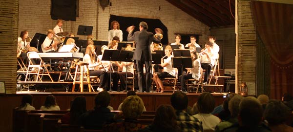 Harrington School Band on the Harrington Opera House Stage