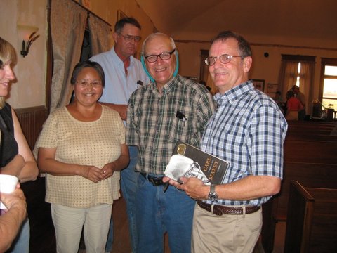 Kim Kershner greeting guests at the Harrington Opera House