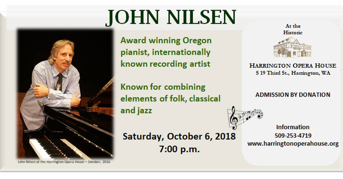 John Nilsen and piano at Harrington Opera House
